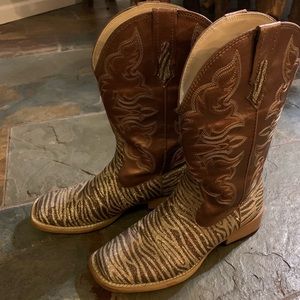 Roper Gold Zebra Glitter Boots